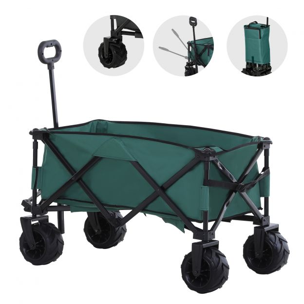 Kokkupandav käru 360° aiakäru reguleeritava teleskoopkäepidemega kuni 20kg, metall ja Oxford, roheline 108x55x59-89cm.de