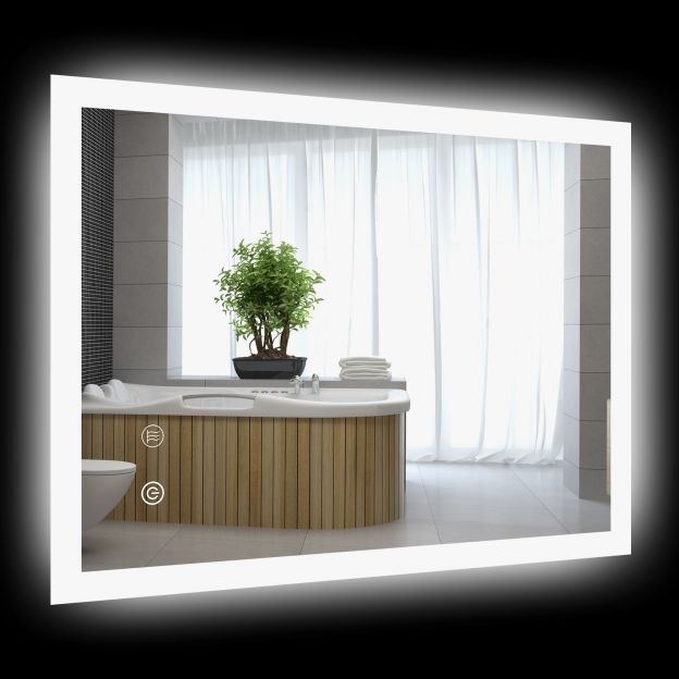 kleankin vannitoa peegel LED-valgustusega 70x50 cm, puutelüliti, mälufunktsioon, uduvaba, 3 valgusvärvi, IP44 veekindel.de