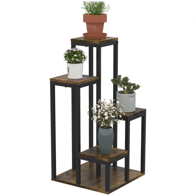 Taimede alus Lillede alus 4 tasandit multifunktsionaalne taimeriiul Pruun 40x40x81cm rõdule aeda ja siseruumidesse.de