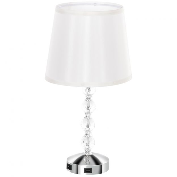 LED laualamp USB laetav, kristall öölamp, lambipesa E27, elutuppa magamistuppa, klaas, hõbe 23 x 23 x 45 cm