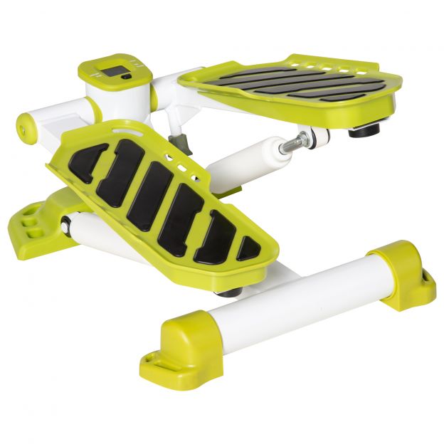 Kodune mini stepper, libisemiskindel üles-alla stepper LCD-ekraaniga, stepper kodune treeningseade kahe suure pedaaliga, teras, kollane