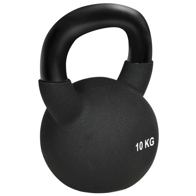 Kuulhantel 10 kg malmist neopreenkattega, põrandasõbralik, ideaalne fitnessi ja jõutreeningu jaoks, must.