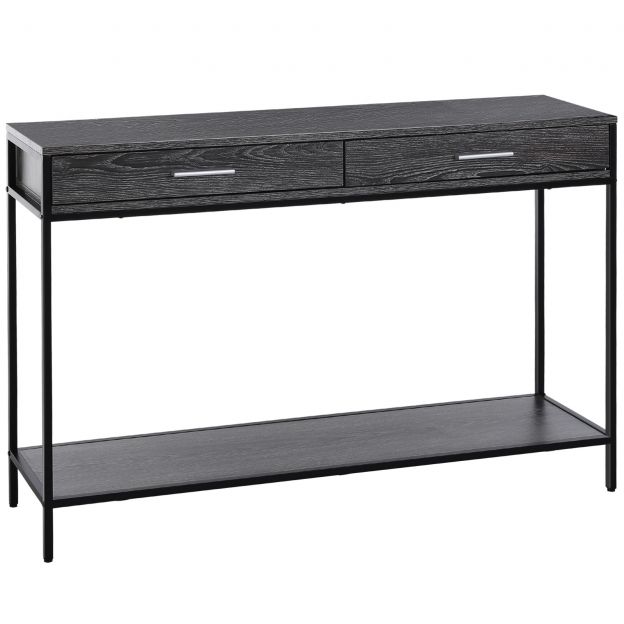Konsoolilaud Abilaud Sissepääsulaud 2 sahtli ja alumise riiuliga, teras hall 120x30x81,5 cm esikusse ja elutuppa.