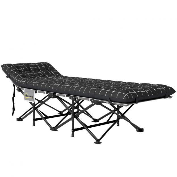 Kokkupandav laagrivoodi kokkupandav välivoodi küljetaskuga madrats libisemiskindel külalistevoodi kuni 150 kg kandevõimega välitingimustes Oxford must 190 x 67 x 37 cm