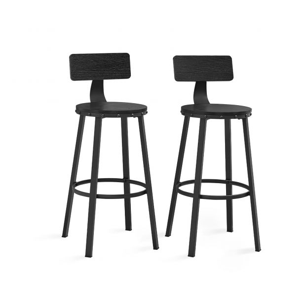 Baaripukkide komplekt 2tk, metallraamiga, istme kõrgus 73,2 cm, tööstusdisain, must