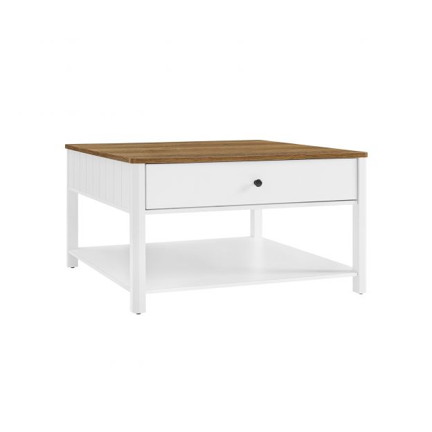 Diivanilaud, 2 sahtliga, 80 x 80 x 45 cm, valge/pruun