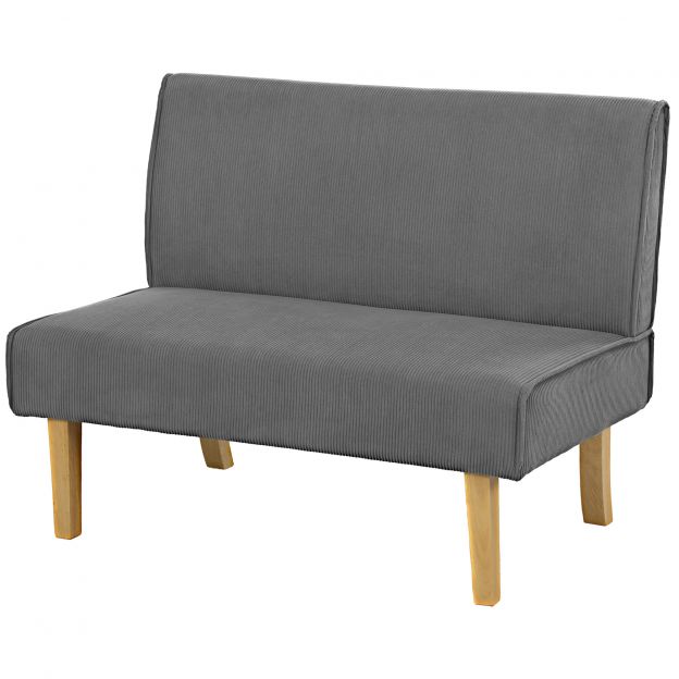 2-kohaline diivan, diivan nöörvälimusega, puidust jalad, polsterdatud polsterdiivan, kahekohaline diivan magamistuppa, elutuppa, 110 x 62 x 85 cm, hall