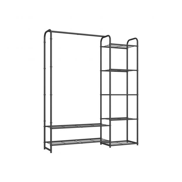 Riiulitega riidestange 29 x 112 x 158,4 cm mattmust