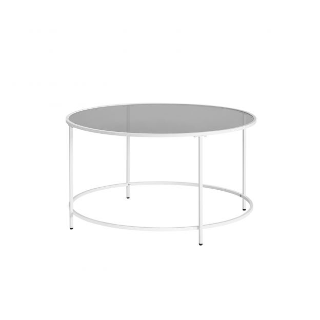 Diivanilaud ümmargune klaasiga 84x45,5 cm valge