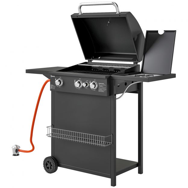 Gaasigrill 9,5 kW grillkäru, sisaldab 4 põletit, külgpõletit, ratast, rõhuregulaatorit, gaasivoolikut, kaant, 2 kütteala, termomeetrit, külgriiuleid, BBQ aedgrill rõdule, grill 123x57x98 cm