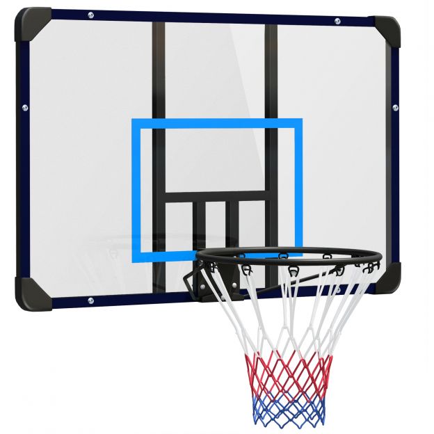 SPORTNOW korvpallikorv seinakinnitusega korvpallilaud koos korvi ja võrguga välitingimustesse, teras, 113 x 61 x 73 cm, ideaalne aeda ja mänguväljakule.