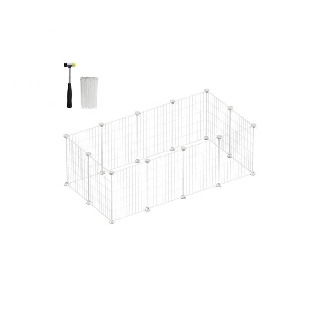 DIY metallist väikeloomaaedik 123 x 63 x 41 cm valge