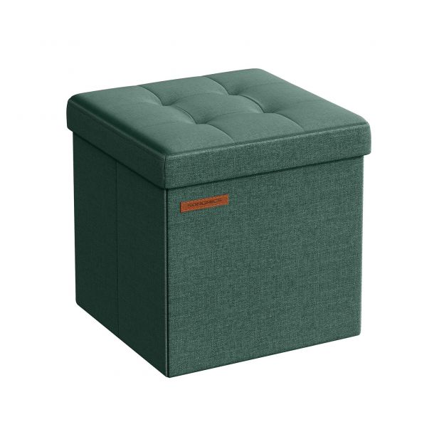 Kokkupandav taburet panipaigaga 30 x 30 cm vintage roheline