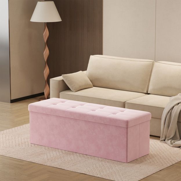 Istumiskast hoiuruumiga, pink, 38 x 110 x 38 cm