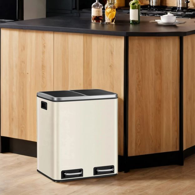 30 L prügikast jäätmete sorteerimine jäätmete sorteerimissüsteemid 2 sisemise ämbriga pedaalämber kööki roostevaba teras 2 x 15 L LTB30H