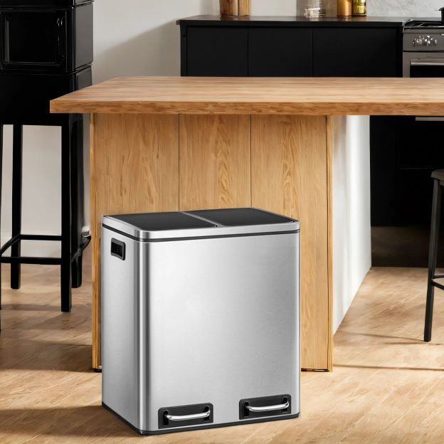 30 L prügikast jäätmete sorteerimine jäätmete sorteerimissüsteemid 2 sisemise ämbriga pedaalämber kööki roostevaba teras 2 x 15 L LTB30H