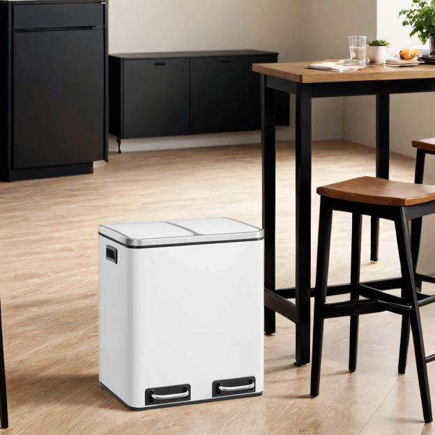 30 L prügikast jäätmete sorteerimine jäätmete sorteerimissüsteemid 2 sisemise ämbriga pedaaliga prügikast kööki roostevaba teras 2 x 15 L LTB30H