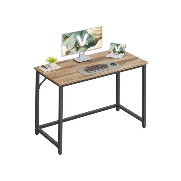 Kirjutuslaud, arvutilaud, kitsas kontorilaud, 100 x 50 x 75 cm, kabinet, kodukontor, kontor, lihtne paigaldus, metall, tööstusdisain, hallikas-must LWD041B02