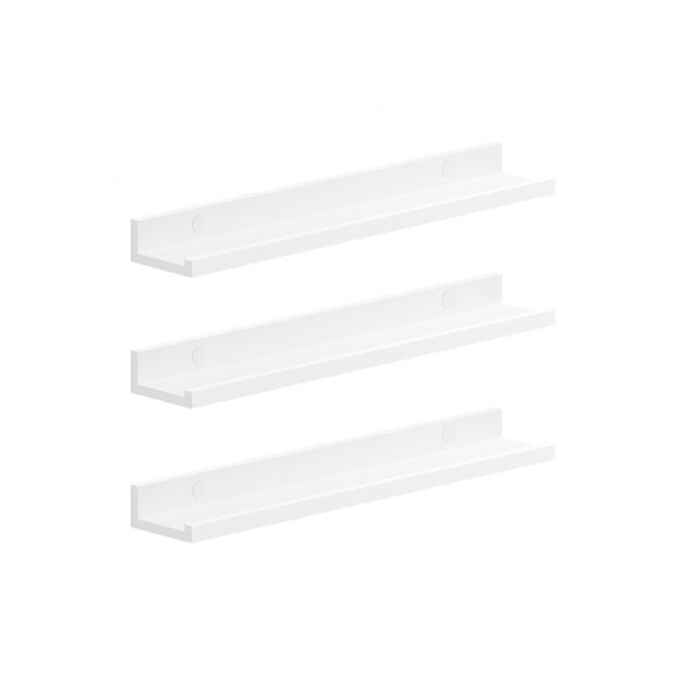 Komplektis 3 seinariiulit laiusega 60 cm valge