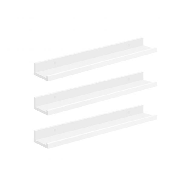 Komplektis 3 ujuvat riiulit laiusega 80 cm valge