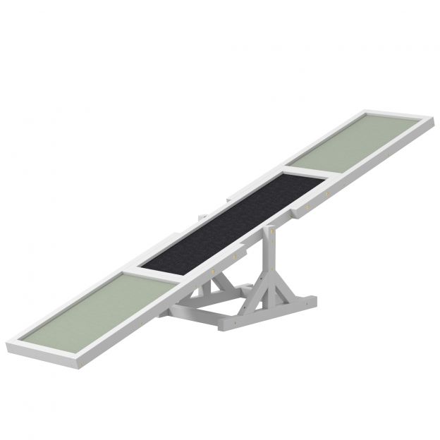 Koerte kiik, koerte agility kiik puidust, libisemiskindel koerte agility ramp koertele alla 30 kg, tasakaalu jaoks, 180 x 30 x 30 cm valge