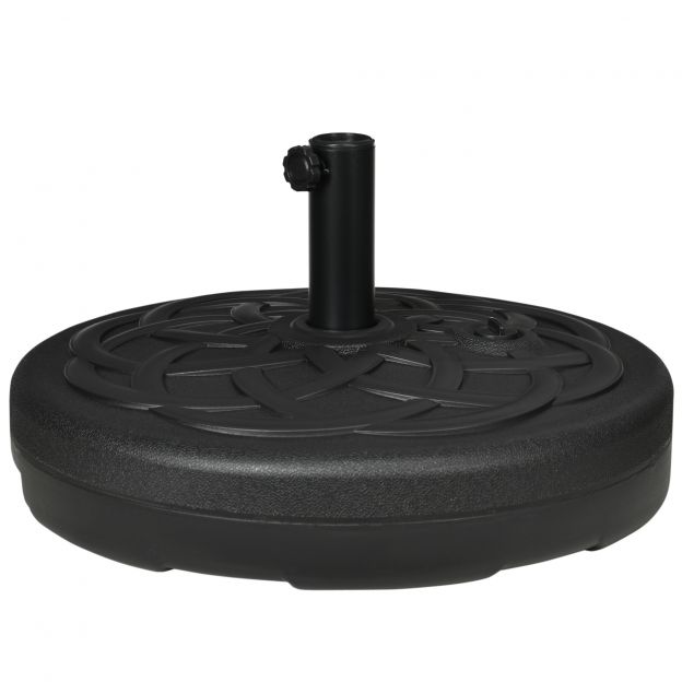 Päikesevarju alus kuni 35 kg täidetav varjualus, ümmargune varjuhoidja, varju kaal, alus päikesevarjule Ø38/48 mm, rõdule, terrassile, aeda, must.