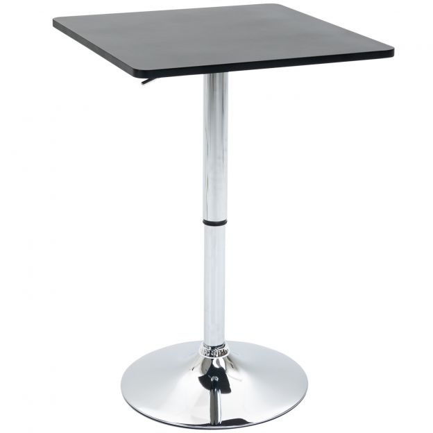 Kõrguse reguleeritav baarilaud pööratava lauaplaadiga, libisemiskindel köögilaud elutuppa, söögituppa, must, 60 x 60 x 69-93 cm