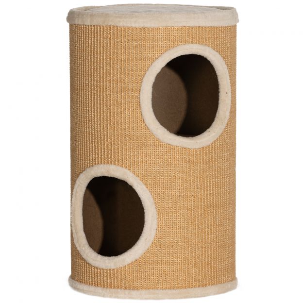 Kraapimistünn, 60 cm kõrge kassitünn kahe koopaga, kraapimispuu, sisalist kassitorn, kassile kuni 5 kg, pruun
