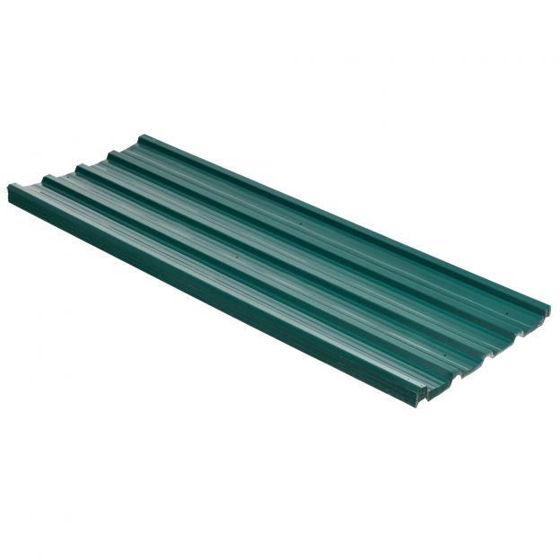 12 tükki trapetsplekk 129x45cm 7m² tsingitud katuseplekk 0,25 mm ilmastikukindel profiilplekk tsingitud terasest katuseplaadid katusepaneelid terasplekk laineplekkplaadid katuse jaoks tööriistakuur autovarjualune roheline