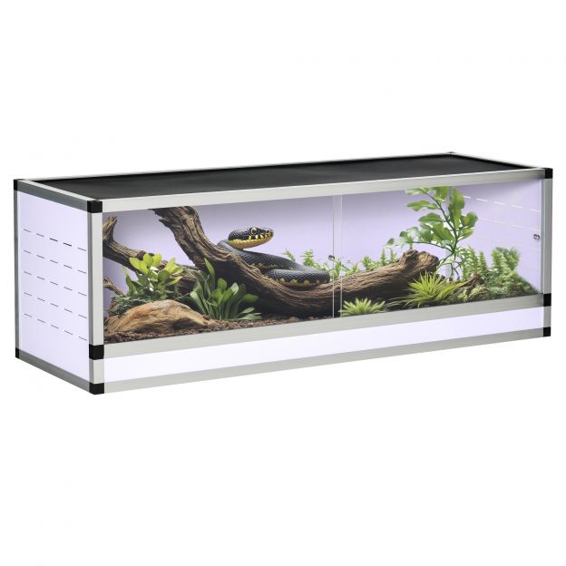 Roomajate, kahepaiksete ja ämblikulaadsete terrarium alumiiniumist valge+hõbe+must 120 x 40 x 40 cm
