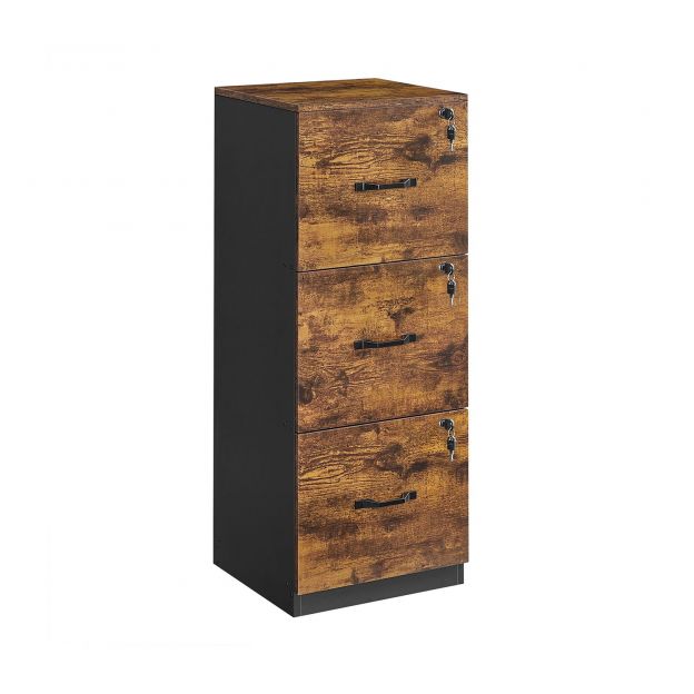 Arhiivikapp, 3 lukustatava sahtliga, 40 x 41 x 103 cm, vintage pruun