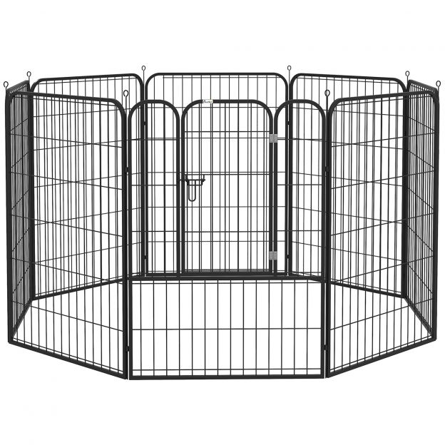 Kutsikate aedik, vabapidamise aedik lemmikloomale, mänguaedik, aedik, koerte aedik, uksega, metall, 79x100cm, must