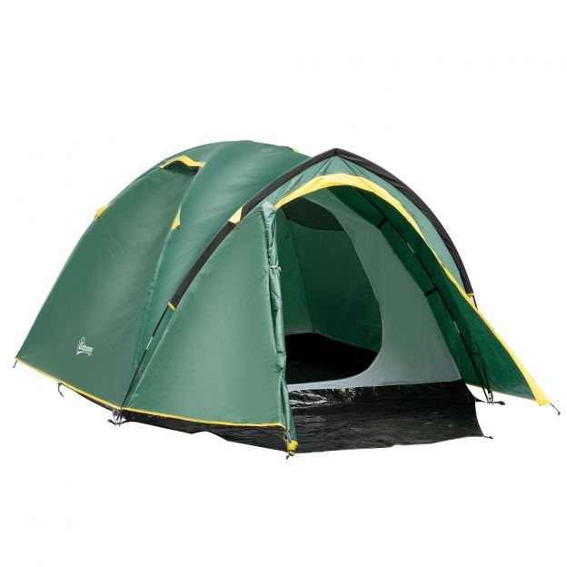 Kuppeltelk 2-3 inimest 190T klaaskiud polüester roheline+kollane 325x183x130cm vaiad