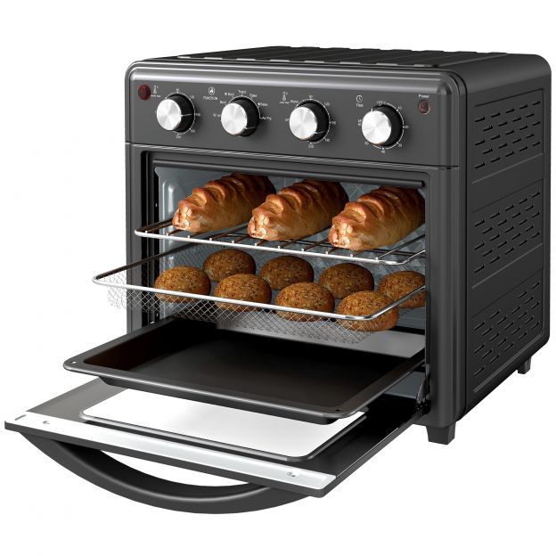 Miniahj koos ventilaatoriga, 90°C-230°C, 30L, mini ahi koos küpsetusplaadi, grillresti, puruplaadi, kuumaõhufritüüriga 7 režiimiga, fritüürikorv| Aosom