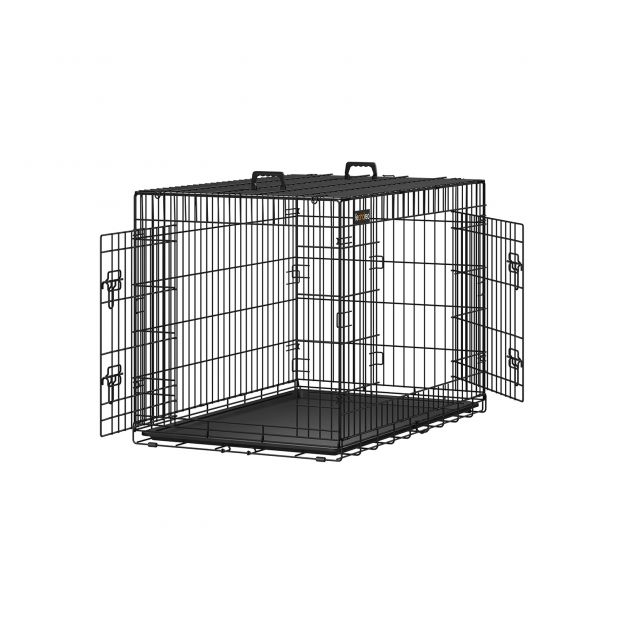 Lemmikloomapuur kahe uksega XXXL 122 x 81 x 76 cm, must