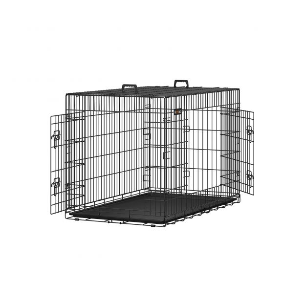 Lemmikloomapuur kahe uksega XXXL 122 x 81 x 76 cm, must