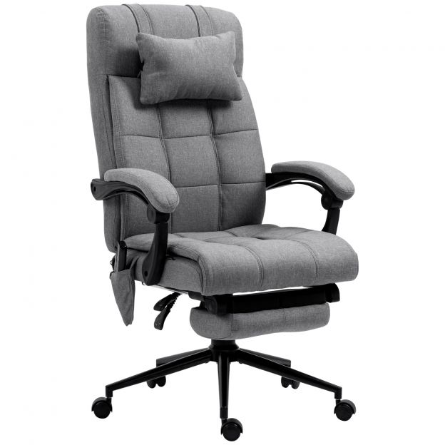 Vinsetto kontoritool massaažifunktsiooniga ergonoomiline kõrguse reguleerimisega nimme soojendusega jalatugi peatoega polüester hall 66x76x112-120cm.de