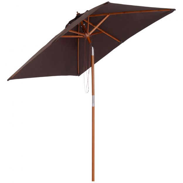 Päikesevari reguleeritav aiasirm 200 x 150 cm 3-astmeline, valmistatud kuusepuidust ja polüestrist kohvi värvi.