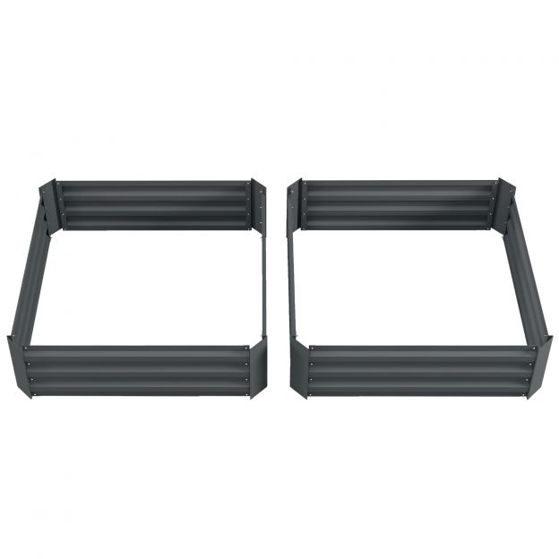 2-osaline komplekt kõrgpeenar terasest, istutuskast varajane peenar aiapeenar lillekast kokkupandav, istutuskast istutuskonteiner 100x100x30cm aia, rõdu, terrassi jaoks, köögiviljapeenar lilledele, taimedele