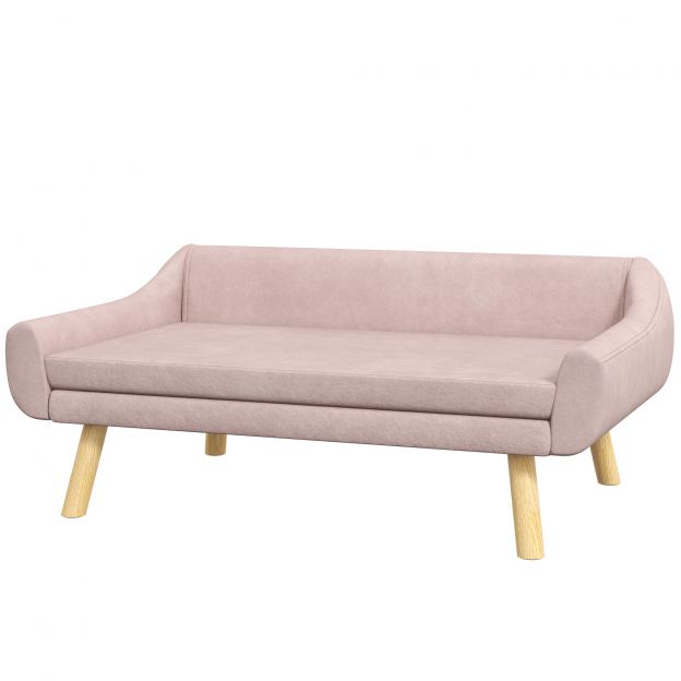 Koeradiivan elegantne kassidiivan seljatoega keskmistele suurtele koertele samet roosa 102x58,5x42,5cm stiilne mugav.de