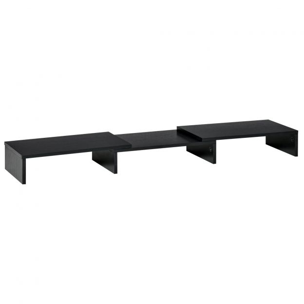 Vinsetto monitorialus pikkus ja nurk reguleeritav, kahekordne ekraanialus, puidust riiul, 80-117x23,5x10cm| Aosom
