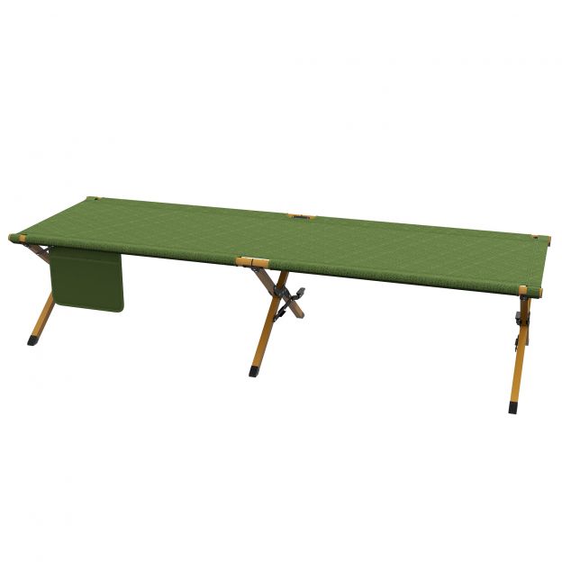 kokkupandav aiatool küljetaskuga lamamistool Oxford tumeroheline 196x64x45cm aeda rõdule