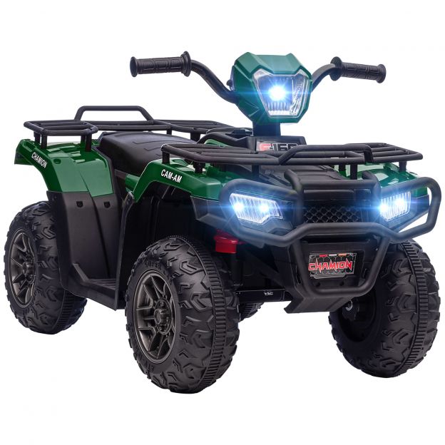 Elektriline laste ATV, elektriline ATV LED-ide ja muusikaga, lastele alates 3. eluaastast, lastemootorratas, must+roheline, 88 x 45 x 50 cm