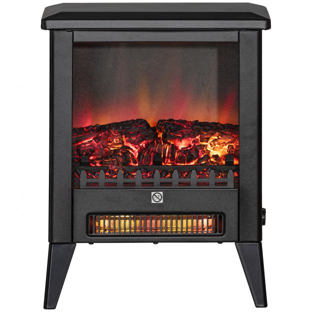 Elektrikamin Elektriline kamin koos kütte, LED-leegiefektiga, 1800 W põrandakamin madala müratasemega, ülekuumenemiskaitsega elutuppa, magamistuppa, must.