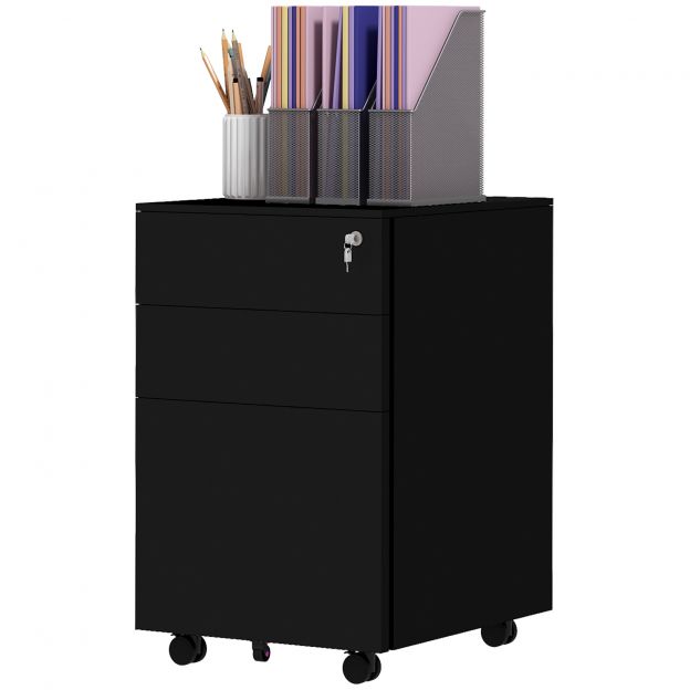 Vinsetto lukustatav dokumendikapp sahtlitega 37L x 43,5B x 60K cm ratastel piduritega 3-astmeline reguleeritav terasest riba must.