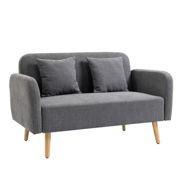 Kahekohaline diivan Loveseat patjadega, reguleeritavad jalatoed, sametilaadne polüester, kummipuu, vaht, 2-kohaline, kangaskate| Aosom
