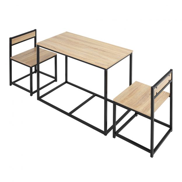 Söögilaud 2 tooliga, 3-osaline söögikomplekt, köögilaua komplekt 2 inimesele, söögitoa komplekt väikestele ruumidele, köök, elutuba, tamm.