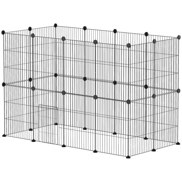 Vabapidamine küülikutele, väikeloomade aedik, merisigade aedik, terasest väikeloomade aedik, võreaedik koos uksega, siseruumides, 120 x 60 x 80 cm, must