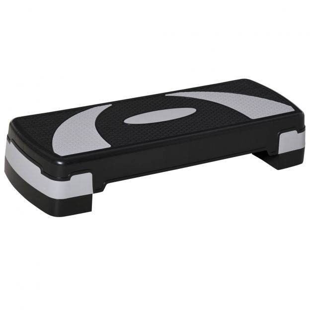 Aeroobikastepp, reguleeritava kõrgusega 10/15/20 cm, sobib koduseks treeninguks kuni 150 kg, 80x31 cm.