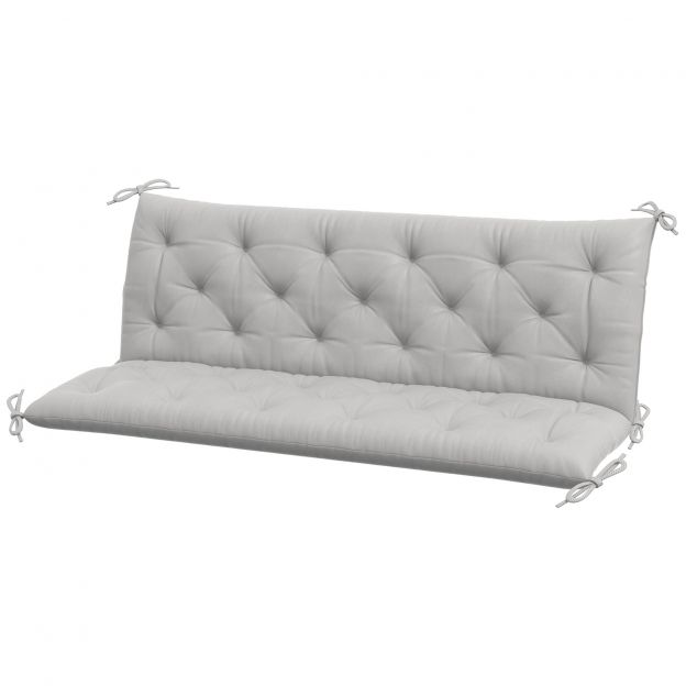 3-kohaline pingipadi 150x98x8 cm pingipadi paeltega, istmepadi, väli-/siseistmepadi, istmekate, istmepolster, pingipolster aiamööblile, kiikpink, helehall